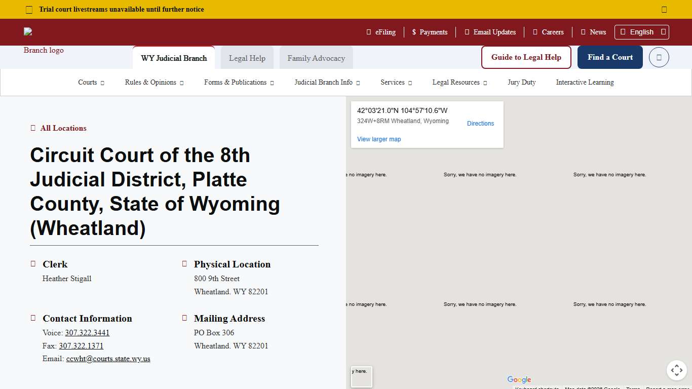 Circuit Court of the 8th Judicial District, Platte County, State of Wyoming (Wheatland) - Wyoming Judicial Branch