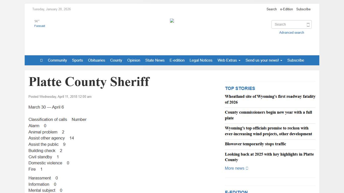 Platte County Sheriff - Platte County Record-Times